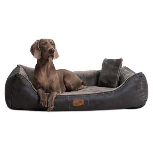 tierlando® Ultraweiches orthopädisches Hundebett Floyd High-Tech Velours/Plüsch (FYD4 | 100 x 75 cm, 02 | Graphit) von tierlando