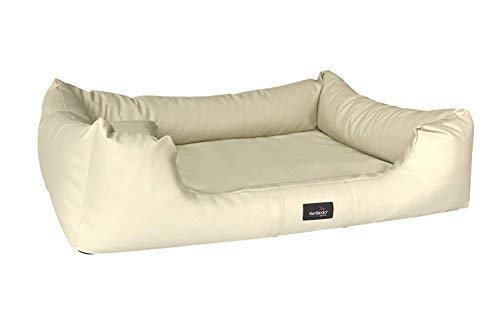 tierlando® orthopädisches Hundebett Milen | Rundum Kunstleder | Besonders pflegeleicht | M - XXXL | 90-185 cm (ML5 | 130 x 100 cm, 05 | Creme) von tierlando