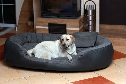 tierlando Hundebett Philip Hundesofa - Kunstleder - Velours - XL XXL XXXL - 110cm bis 170cm - Dogge, Ridgebacks 02 Graphit Grau - PH5-AL-02 von tierlando