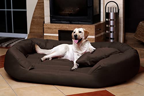 tierlando Komfort Hundebett Sammy | Robuster Polyester | Dicke Umrandung | L - XXXXL Hundesofa Größe: S5 / XXL 140cm | Farbe: 01/ Braun von tierlando