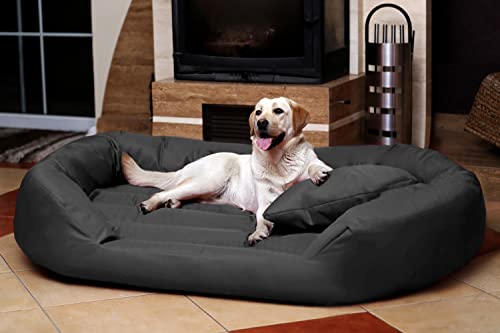 tierlando Komfort Hundebett Sammy | Robuster Polyester | Dicke Umrandung | L - XXXXL Hundesofa Größe: S5 / XXL 140cm | Farbe: 02/ Graphit/Grau von tierlando