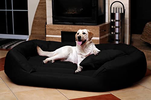 tierlando Komfort Hundebett SAMMY | Robuster Polyester | Dicke Umrandung | L - XXXXL Hundesofa Größe: S5 / XXL 140cm | Farbe: 03/ Schwarz von tierlando