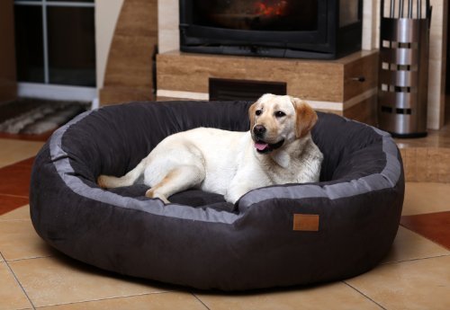 tierlando Lana Hundebett Hundesofa M L XL Velours MEGA DICK 80 100 120cm WEICH Größe: 80x70cm | Farbe: 02 Graphit von tierlando