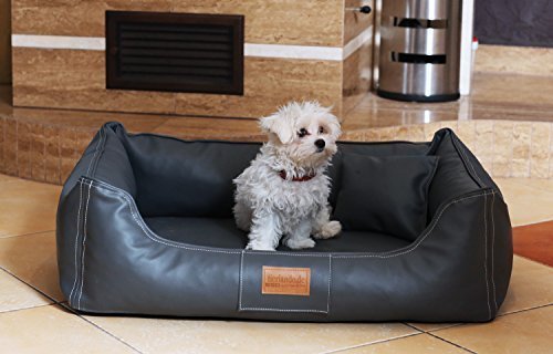 tierlando® Orthopädisches Hundebett Maddox Kunstleder Hundesofa Mittelgroß Große Hunde Hundesofa Hundekorb XL XXL Größe: MO3-LL 80cm Farbe: 02 Graphit von tierlando