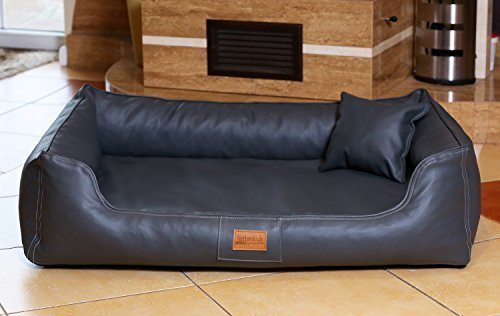 tierlando® Orthopädisches Hundebett Maddox Kunstleder Hundesofa Mittelgroß Große Hunde Hundesofa Hundekorb XL XXL Größe: MO4-LL 100cm Farbe: 02 Graphit von tierlando