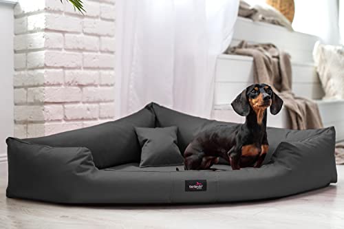 tierlando Trivia | Komfort Hundebett Eckbett Dreieckbett Ecksofa TR4-100cm | B Farbe: 02/Graphit von tierlando