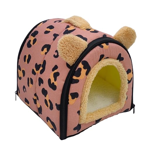 tinysiry Hamster-Nestbett, Winterwarmes Meerschweinchenhaus, Hamsterbett, Höhlenbett für Meerschweinchen, Igel, Eichhörnchen, Ratten, Chinchilla, Kleintierhaus, Käfigzubehör Rot von tinysiry