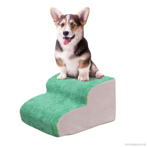 Hundetreppe, Hundetreppe für Bett, Hundetreppe zum Bett, 2 Stufen, rutschfeste Haustiertreppe, Hunderampe, tragbare Haustier-Kletterleiter, 2 Stufen für alte Hunde, Katzen, Welpen, Couch, Bett, Auto von tkerinse