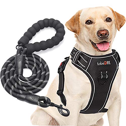 tobeDRI Hundegeschirr, kein Ziehen, verstellbar, reflektierend, Oxford-Gewebe, einfache Kontrolle, mit kostenloser strapazierfähiger 1,5 m langen Hundeleine, Größe S (Hals: 33–46 cm, Brustumfang: von tobeDRI