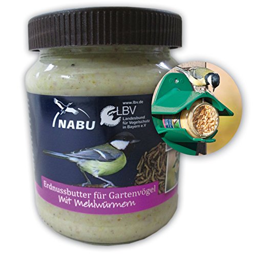 CJ Wildlife 101910415 Erdnussbutter für Gartenvögel "mit Mehlwürmer" 330 g - empfohlen vom NABU und dem LBV von tomgarten