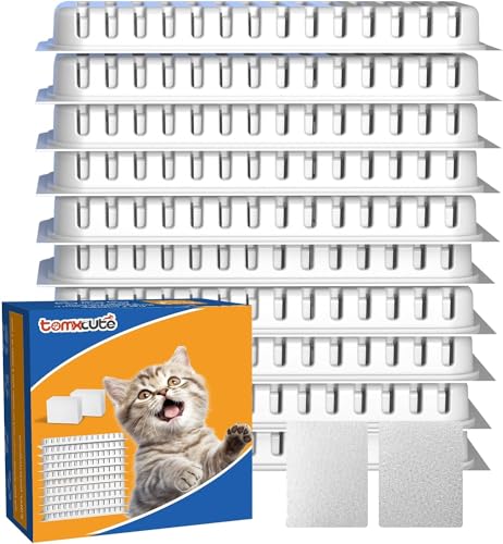 Tomxcute Katze Wasser-Brunnen-Filter, Ersatz-Filter für 108oz/3.2L Katze-Brunnen, 10 Packs Filter & 2 Schwämme Set für Edelstahl Haustier Wasser-Brunnen von tomxcute