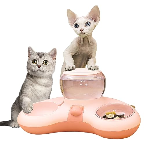Doppelte Hunde- und Katzennäpfe, Hundenäpfe-Set mit automatischem Wasserspender, 1,4 l Wasserspender-Design, rutschfestes Doppelnäpfe-Set, doppelte Katzen-Futternäpfe für Katzen, Welpen, Tongfeng von tongfeng