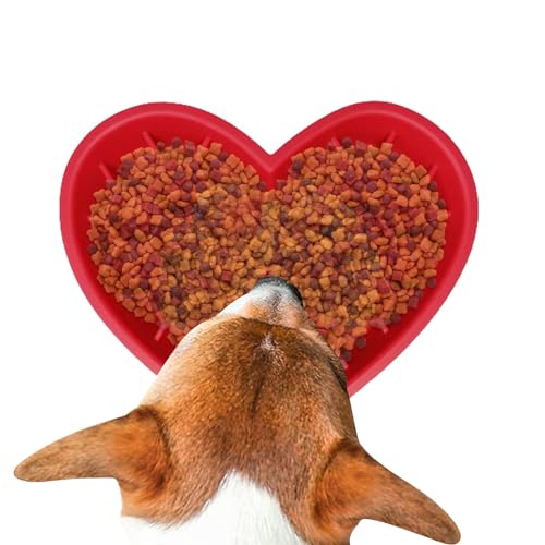 Slow Feeder, Slow Feeder für Hunde - Puzzle Silikon-Futternapf für Hunde,Futterspender in Liebesform mit Saugnäpfen, Anti-Erstickungs- und rutschfeste Futterspender, Heimtierbedarf für mittelgroße bis von tongfeng