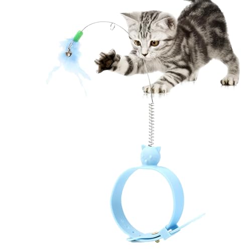 tongfeng Katzenspielzeug, Katzenspielzeug für Hauskatzen,Niedliches Swing Spring Car Teaser Zauberstabspielzeug mit Feder - Kreatives Katzenspielzeug mit verstellbarem Gummihalsband, von tongfeng