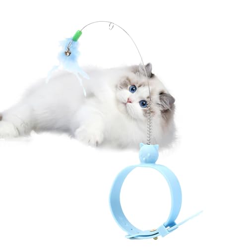 tongfeng Katzenstab-Spielzeug | Swing Spring Cat Teaser Zauberstab Spielzeug mit Feder – Kreatives bequemes Katzenspielzeug, entspannendes Zubehör mit verstellbarem Gummihalsband für Indoor-Katzen, von tongfeng