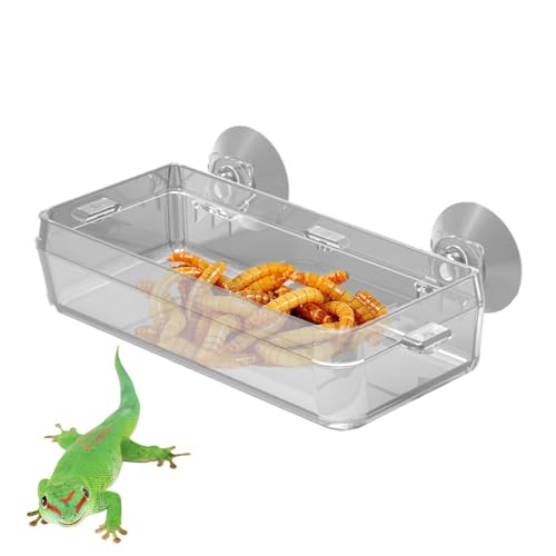 tongfeng Reptilien-Futterschale Reptilien-Ledge Feeder Saugnapf Anti-Escape Futternapf Transparent Futterschale für Gecko, Chamäleon, , Schlangen von tongfeng