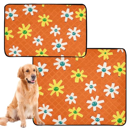 Hundematte, waschbar, rutschfest, 50,8 x 61 cm, Orange, Sonnenblume, 3 Stück von tplaotee