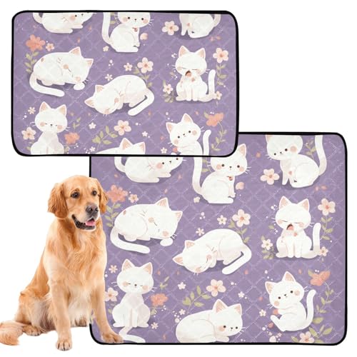 Wasserabsorbierende Matte für Hundenapf, Uriniermatte, waschbar, rutschfest, Teppich für Sofa, 50,8 x 61 cm, Violett, Katze, Naturblumen, 3 Stück von tplaotee