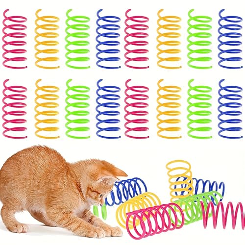 trabag Cat Spring Spielzeug - Kunststoff Spiralfedern, Spirale Katzen Spielzeug, Spielzeug Spiralfedern, Neuheit Haustiere Spielzeug, Bunte Spiralfedern, Spring Spirale für Katze（20 Stück ） von trabag
