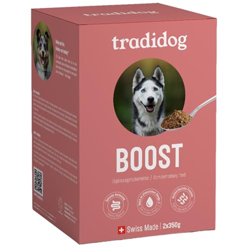 TRADIDOG Boost Nahrungsergänzungsfuttermittel Hund mit Vitalstoffen - Gesundheitsprodukte für Hunde mit Omega-3 - Nahrungsergänzung Hund für EIN aktives Leben - Hund Zusatzfutter Detox von tradidog