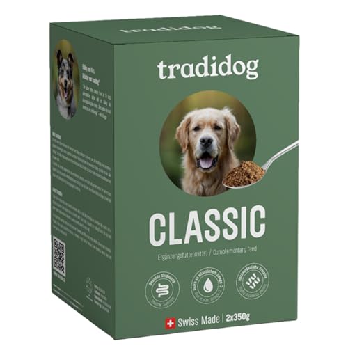 TRADIDOG Classic Nahrungsergänzungen & Vitamine für Hund mit Vitalstoffen - Gesundheitsprodukte für Hunde inkl. Omega-3 Öl Hund - pflanzliches Nahrungsergänzungsmittel Hund für alle Hunde von tradidog
