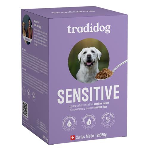 TRADIDOG Sensitive Nahrungsergänzungen & Vitamine für Hund mit Vitalstoffen - Gesundheitsprodukte für Hunde inkl. Omega-3 Öl Hund - pflanzliches Nahrungsergänzungsmittel Hund für Sensible Hunde von tradidog