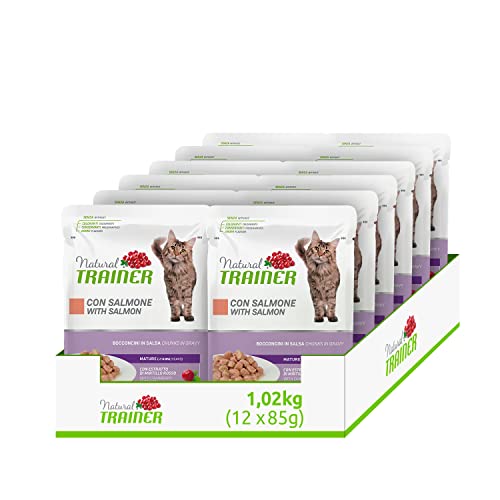 Natural Trainer Reife, Nassfutter für Katzen mit Lachs, 12 Beutel x 85 g – 1020 g von trainer