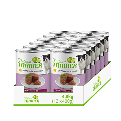 Natural Trainer Medium-Maxi Maturity Nassfutter für Hunde mit Huhn, 12 x 400 g von trainer