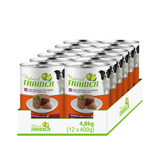 Natural Trainer Medium-Maxi Nassfutter für Hunde mit Rohschinken, 12 x 400 g von trainer