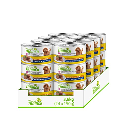 Natural Trainer – Paté für Hunde, Mini-Toy, für Erwachsene, mit Schinken, 24 x 150 g, 3,6 kg von trainer