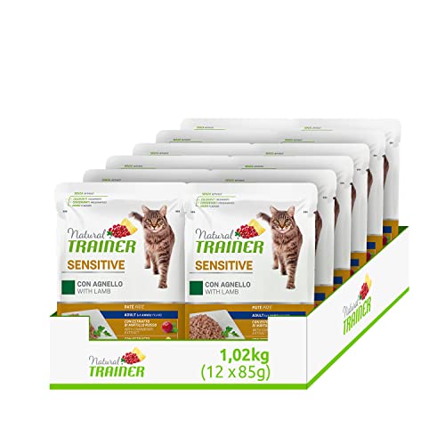 Natural Trainer Sensitive Adult Nassfutter für Katzen mit Lamm, 12 Beutel x 85 g - 1020 g von trainer