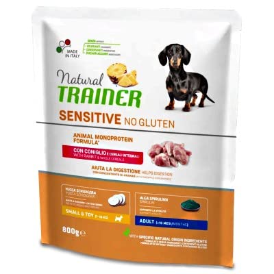 TRAINER Natürlicher Hund Sensitive, kein Gluten, kleines Spielzeug für Erwachsene, Kaninchen, 800 g von trainer