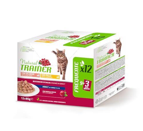 Trainer Nassfutter für Erwachsene Katzen – Multipack Huhn & Lachs – 12 x 85 g von trainer