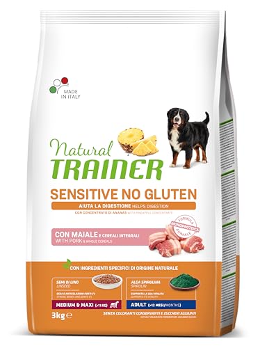 Trainer Natural Sensitive No Gluten - Hundefutter Medium Maxi Adult mit Schwein und Vollkorngetreide, 3 kg von trainer