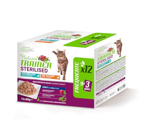 Trainer Natural Nassfutter für Erwachsene Katzen, sterilisiert, Multipack Truthahn und Kabeljau, 12 x 85 g von trainer