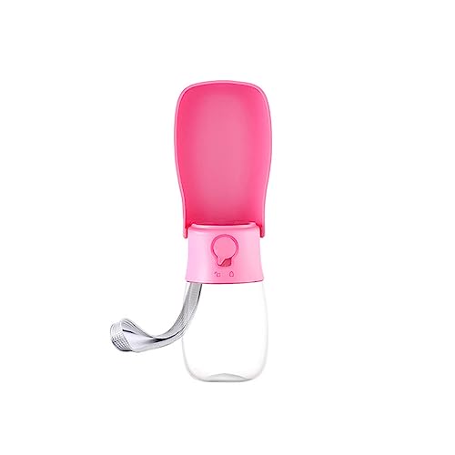 tuwiwol 2 in 1 Hund Wasserflasche Cup Pet Feeder auslaufsicher Hunde Katzenfutterbehälter Spender Reisezubehör Haustierbedarf, Rosa von tuwiwol