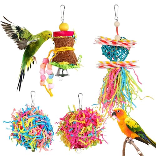 tuwiwol Buntes entzückendes Vogel Papageien Schredder Spielzeug für Geschenke, Holz Vogel Schredder Wellensittiche Spielzeug Set, Papageien Schredder Spielzeug von tuwiwol