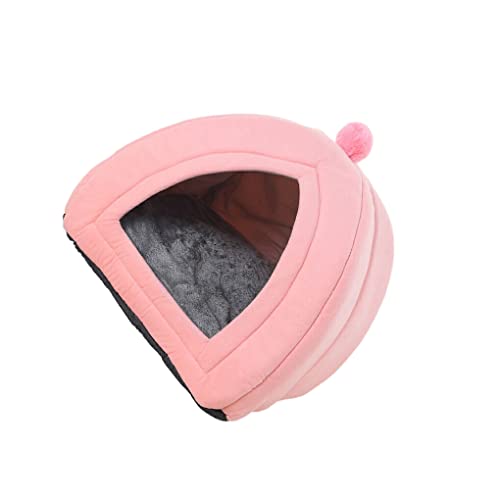 tuwiwol Haushalt Tragbare Pet Home Indoor Winter Ruhen Nest Plüsch Schlafen Zelt Kleine Tier Niedlichen Haustiere Liefert, Rosa, 20x20x23cm von tuwiwol