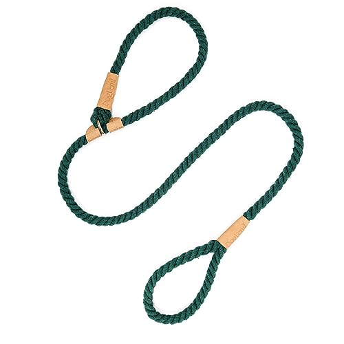 tuwiwol Leine aus dickem, geflochtenem Seil – verstellbare Lederschnalle für einfache Handhabung und Kontrolle beim Spaziergang. Baumwolle, schwarzgrün von tuwiwol