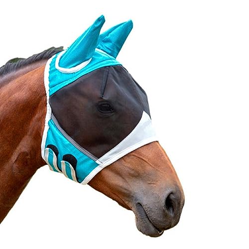 tuwiwol Professionelle Fliegenmaske für Pferde – entworfen für Haltbarkeit Polyester Fliegenmaske für Pferde, Blau, S von tuwiwol