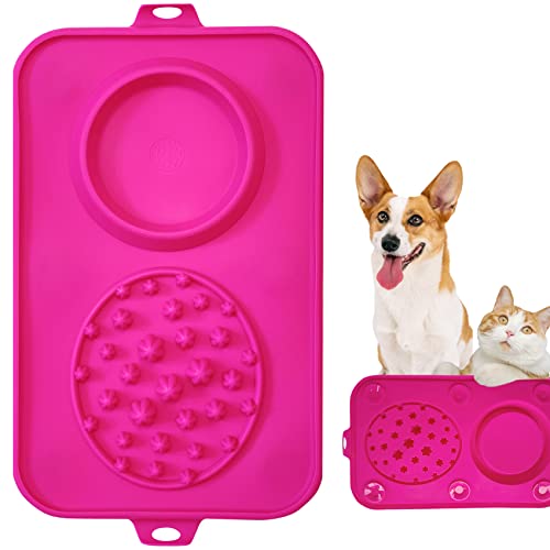 Slow Feeder Silikon Hundenapf-Matte, 2 in 1 Haustier Tischset Puzzle Hund Wasser Futter langsam Futterspender, kein Verschütten Welpen Wasser Bowls Antiskid Lick Mat für kleine Hunde Katzen von tyeoo