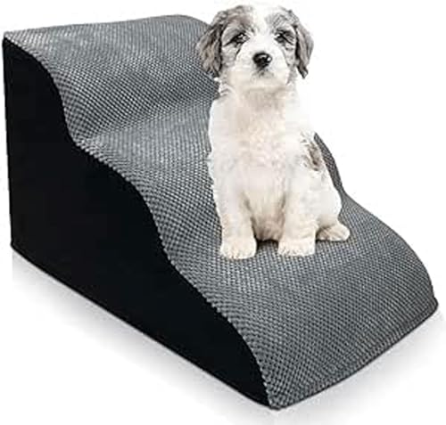 3-Stufen-Hundetreppe for Kleine Hunde Und Katzen, Haustiertreppe for Sofa Und Bett, Hundetreppe Mit Abnehmbarem, Waschbarem Bezug (Color : Gray, Size : 3 Steps) von tylxayoxa