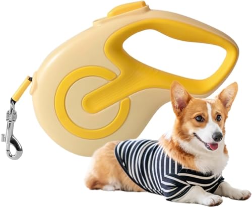 360° Verwicklungsfreie Einziehbare Hundeleine for Bis Zu 15 Kg Schwere Hunde | 5 M Starkes Nylonband | Einhandbremse, Pause, Sperre(Color:F,Size:M) von tylxayoxa