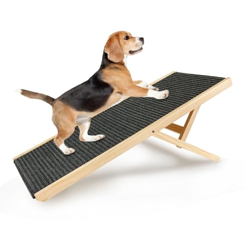 Hohe Traktion Hunderampe, Folding Tragbare Hölzerne Hunderampe Für All Klein Groß Tiere - 100cm Lang Und Verstellbar - Ausgelegt Für 90KG - Leichte Hundeauto Rampen Für Bett, Couch ( Color : A , Size von tylxayoxa