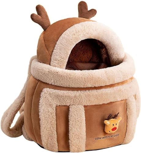 Katze Träger Winter Warme Nette Haustier Plüsch Träger Tasche Kleine Katze Hunde Rucksack for Outdoor Reise Haustier Hängen Brust Taschen (Color : A, Size : M) von tylxayoxa