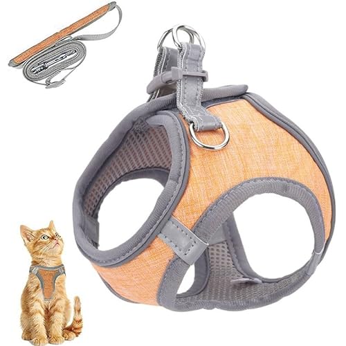 Katzengeschirr Und Leine-Set, Verstellbares Kätzchengeschirr Und Leine-Set Mit Reflektierenden Streifen, Ausbruchsicher, Katzenwestengeschirr Mit Leinen-Sets For Katzen, Hunde, Haustiere, Spaziergänge von tylxayoxa