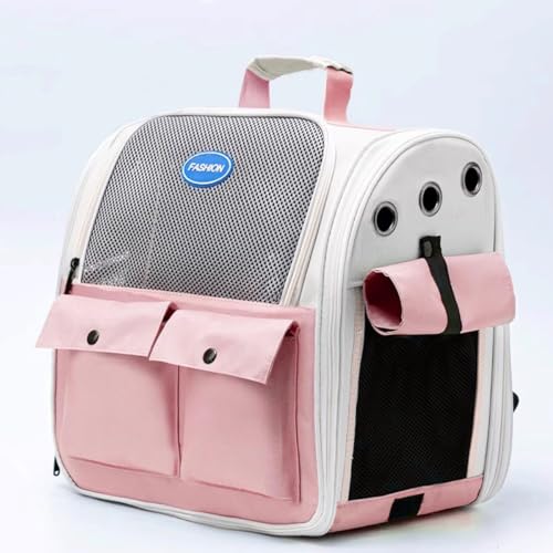 Katzentrage-Rucksack, Faltbarer Haustier-Tragerucksack for Katzen Und Kleine Hunde, Hunde-Rucksack-Tragetasche Mit Belüftetem Innen-Sicherheitsgurt, Welpen-Tragetasche for Reisen (Color : Pink, Size von tylxayoxa