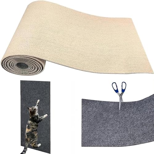 Kratzmatte Katze, 100 * 40cm Kratzteppich Katzen Mit Selbstklebend, DIY Zuschneidbare Kratzmatte Katzen, Sofa Kratzschutz Katze, Kratzmatte Katze Wand, DIY Climbing Cat Scratcher (Color : Beige, Siz von tylxayoxa