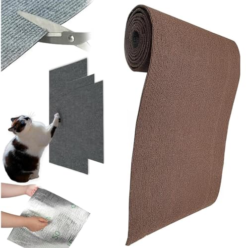 Kratzmatte Katze, 100 * 40cm Kratzteppich Katzen Mit Selbstklebend, DIY Zuschneidbare Kratzmatte Katzen, Sofa Kratzschutz Katze, Kratzmatte Katze Wand, DIY Climbing Cat Scratcher (Color : Brown, Siz von tylxayoxa