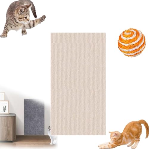 Möbelschutz DIY Schneidbare Katzenkratzmatte Katzenkratzer für Kratzbaum Wand Sofa Selbstklebende Katze Wand Kratzteppich Pad Langlebig (Farbe: Beige, Größe: 5,1 x 101,6 cm) von tylxayoxa